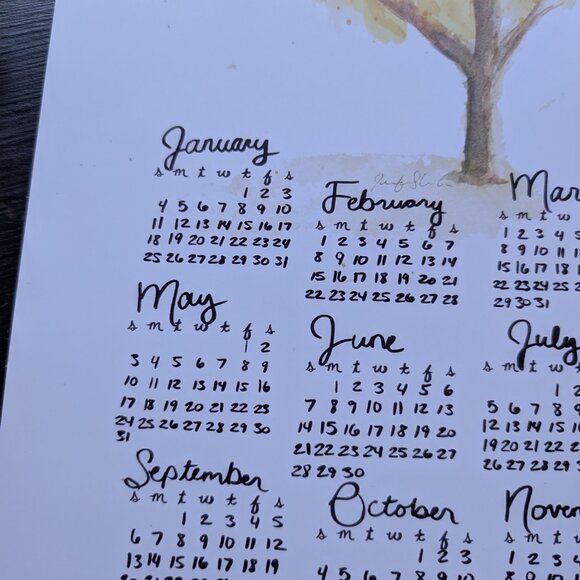 Golden Watercolor Tree 2026 Calendar Poster: Home Office Decor - Picture 6 of 6